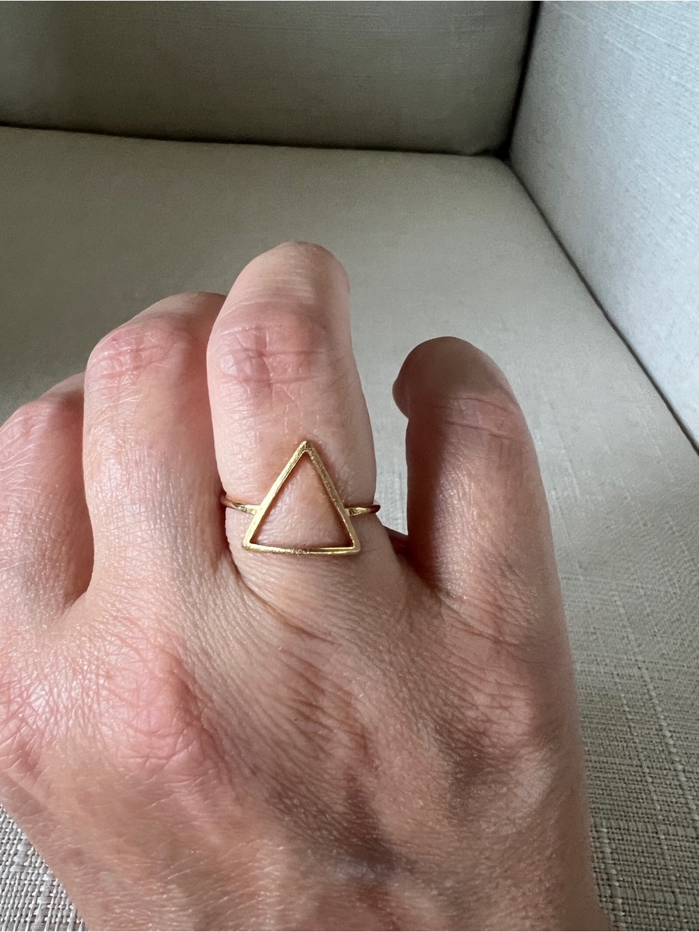 Gold Triangle Open Ring - Women's Minimal Geometric Ring